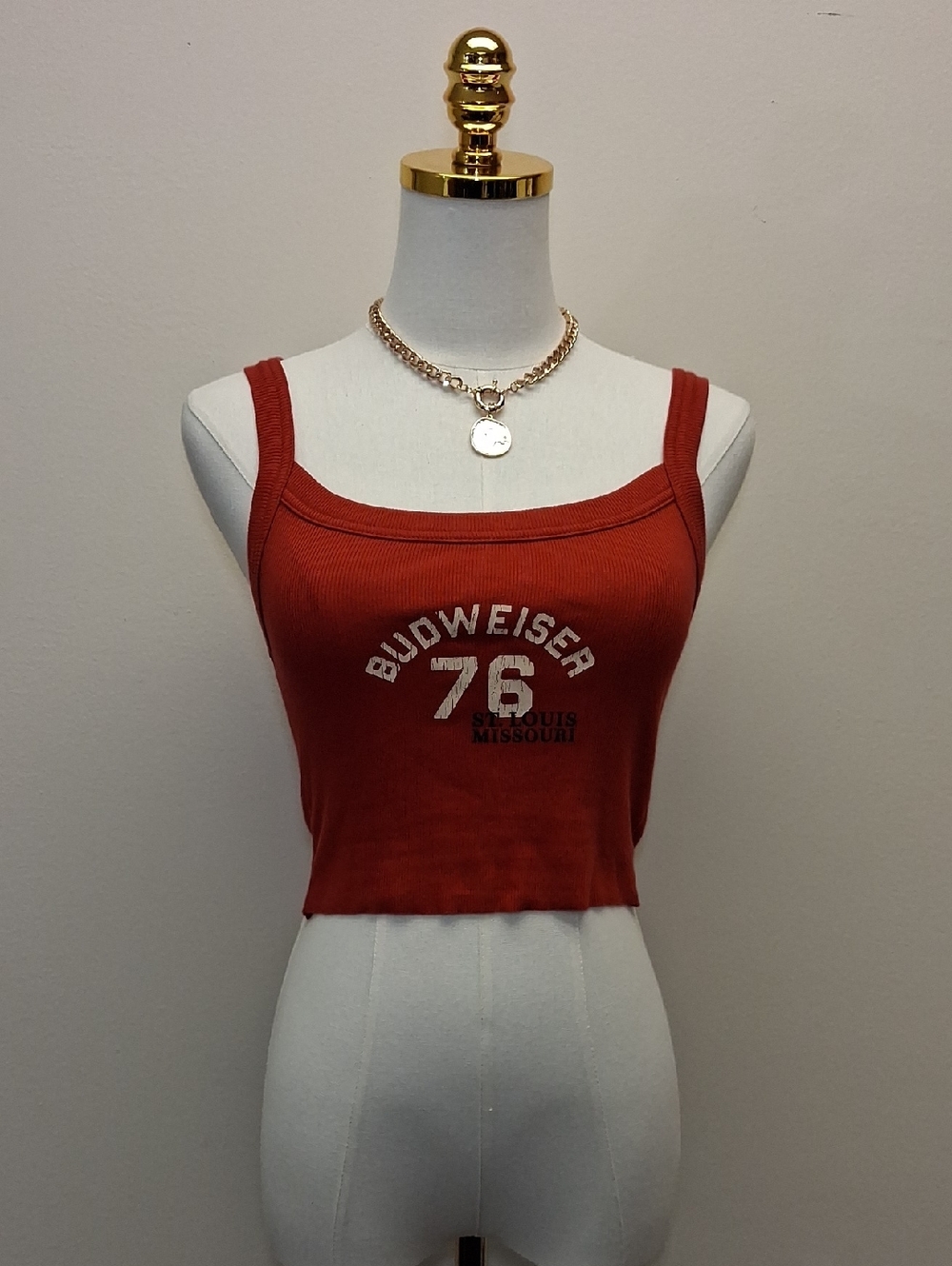 Budweiser ’76 Ribbed Crop Tank Top Size Small